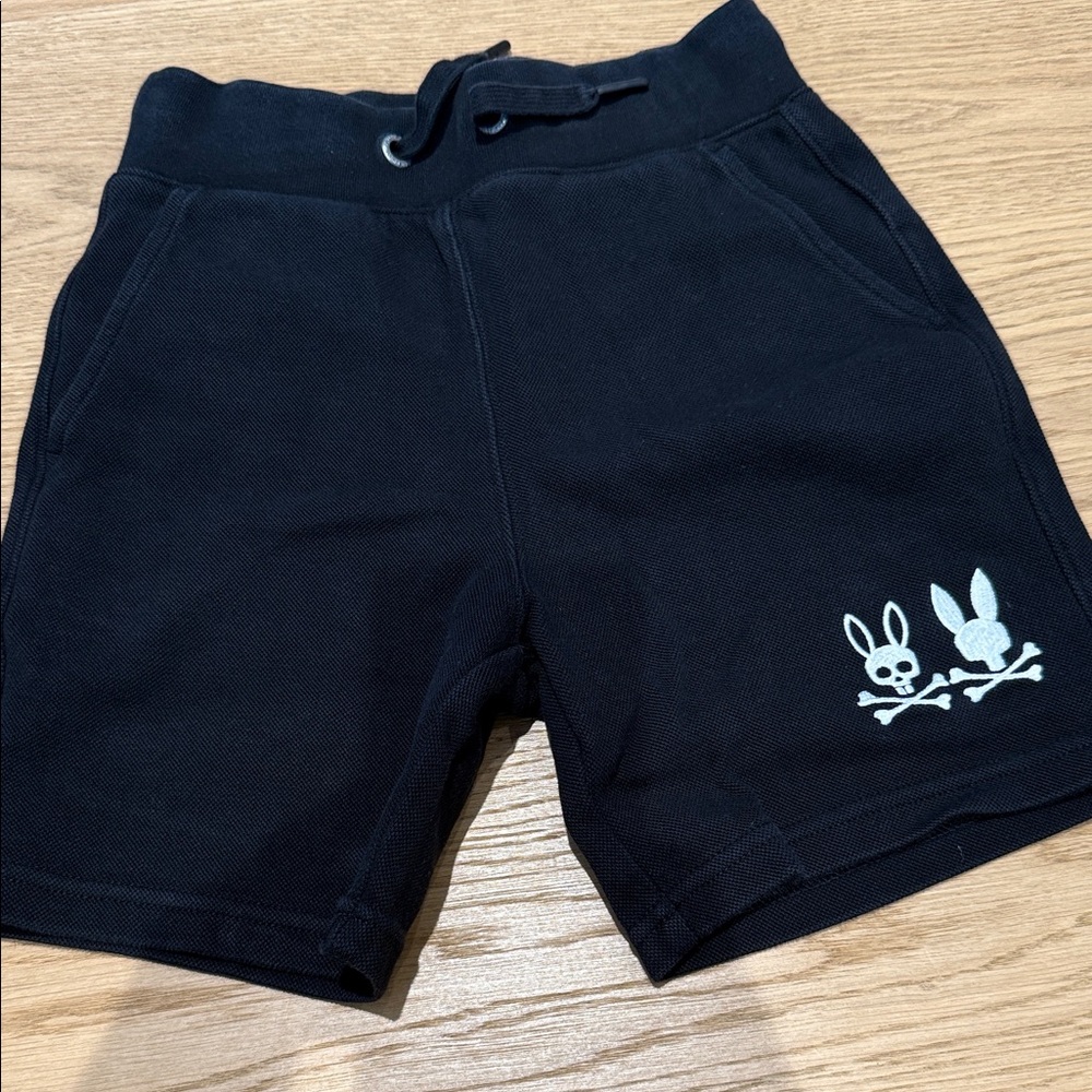 Psycho Bunny Black Kids Shorts with Bunny Logo